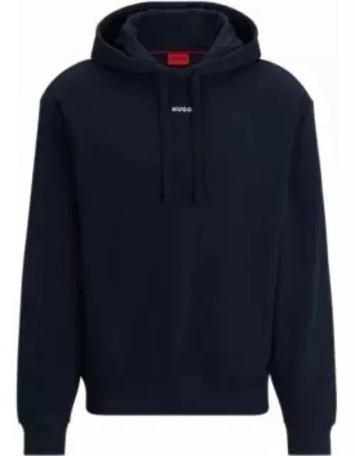 Cotton-terry relaxed-fit hoodie with logo print- Dark Blue Men's Tracksuit