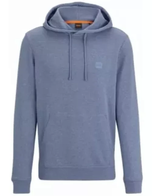 Cotton-terry hoodie with logo patch- Light Blue Men's Tracksuit