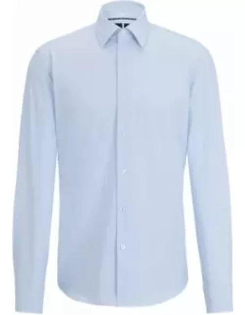 Regular-fit shirt in structured performance-stretch fabric- Light Blue Men's Shirt