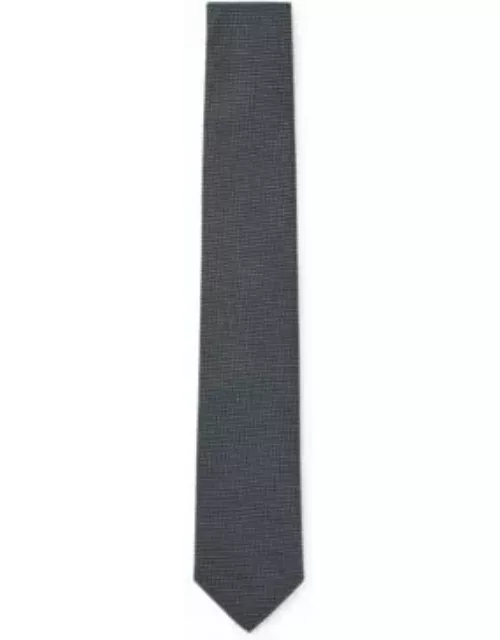 Silk-jacquard tie with all-over micro pattern- Dark Green Men's Tie