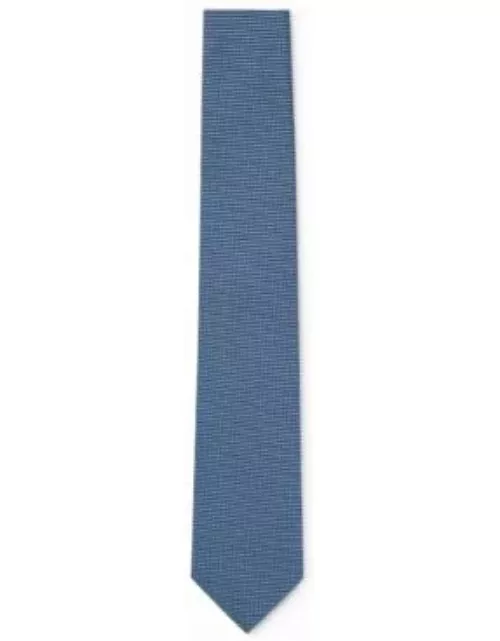 Silk-jacquard tie with all-over micro pattern- Blue Men's Tie