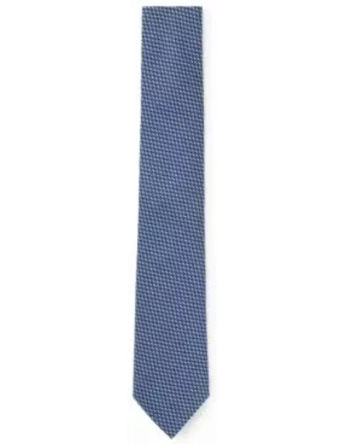 Silk-jacquard tie with all-over micro pattern- Light Blue Men's Tie