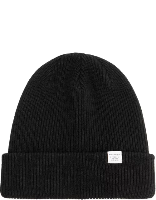 Norse Projects Ribbed Wool Beanie - Black