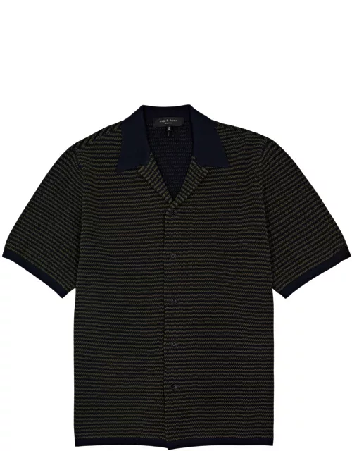 Rag & Bone Felix Stripe-intarsia Knitted Shirt - Navy