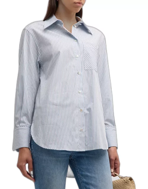 Ignazio Striped Button-Down Cotton Poplin Shirt