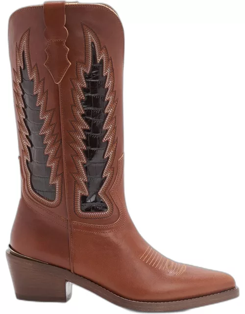 Whitney Mixed Leather Western Boot