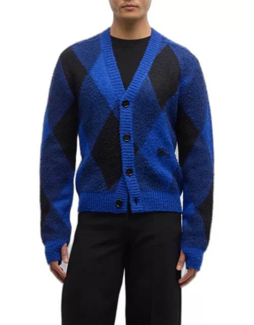 Men's Argyle Wool Cardigan Sweater