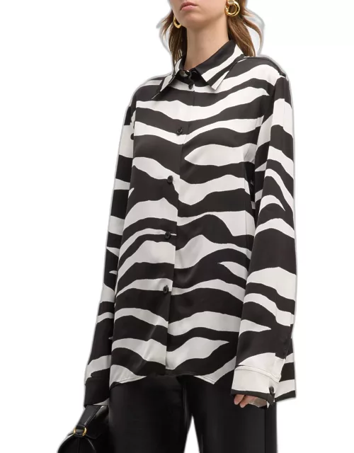 57 Zebra-Print Collared Shirt
