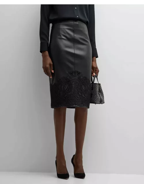 The Camilla Vegan Leather & Lace Midi Skirt