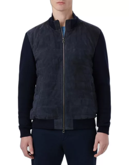 Men's Suede-Front Sweater Jacket