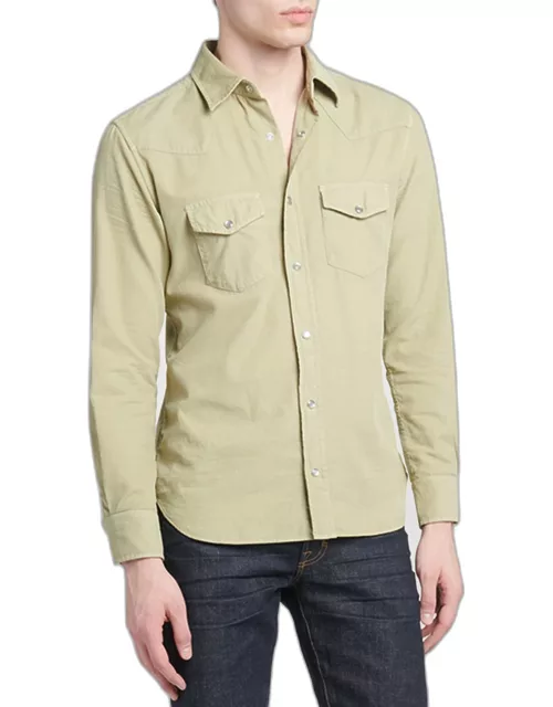 Men's Slim Fit Western Button-Down Shirt