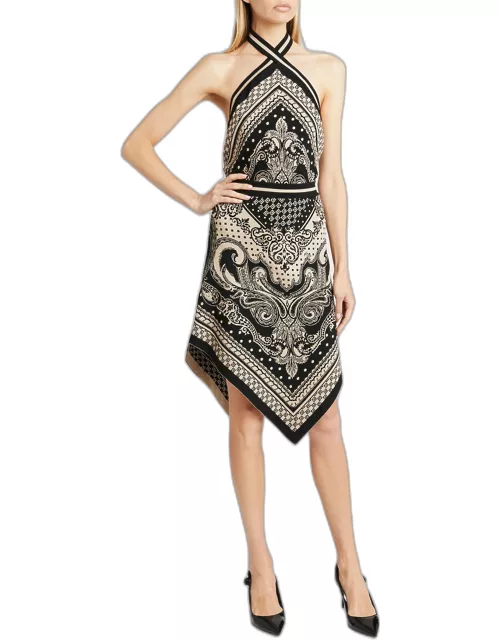 Paisley Scarf Knit Halter Dres