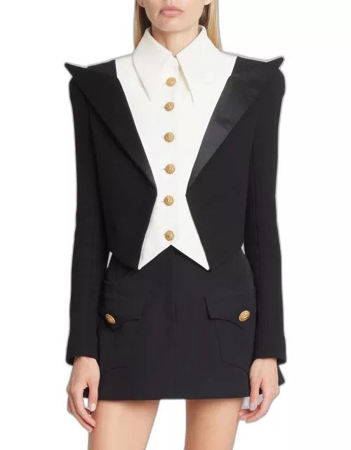 Cropped 6-Button Double-Crepe Jacket