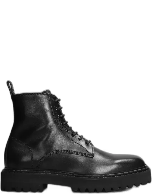 Officine Creative Pistols 002 Combat Boots In Black Leather