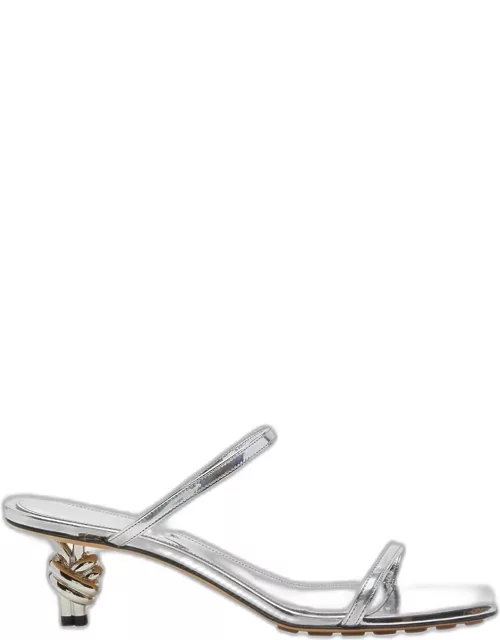 Metallic Two-Band Knot Slide Sandal