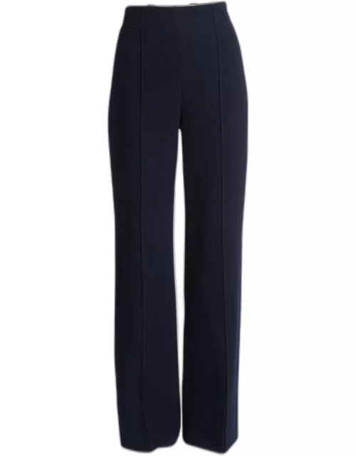 Floor-Length Wide Trousers In Gauzy Recycled Cashmere Wool With Front Crease