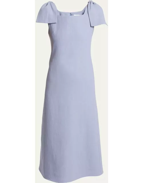 Linen Canvas Dress With Tie Strap