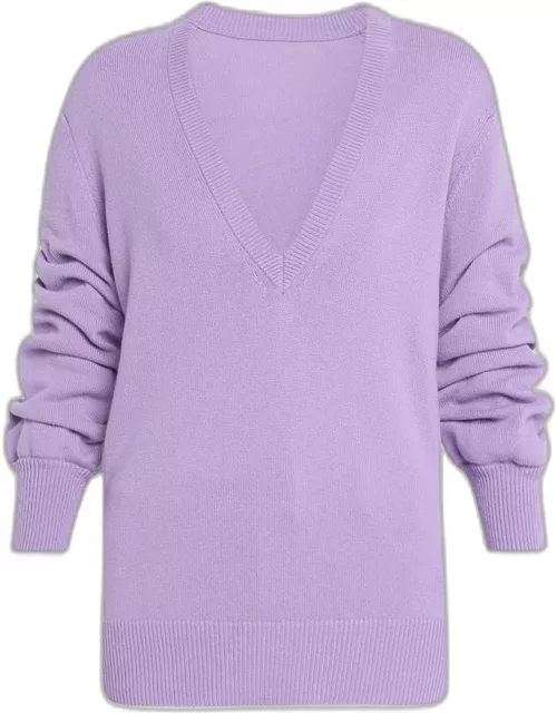Cashmere Push-Sleeve Knit Sweater