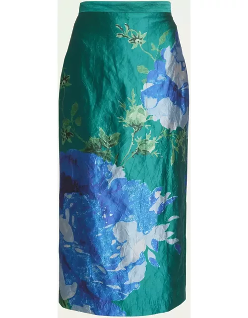 Floral Pencil Midi Skirt