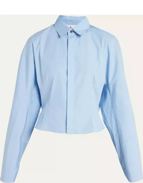 Button-Front Shirt with Gathered Back