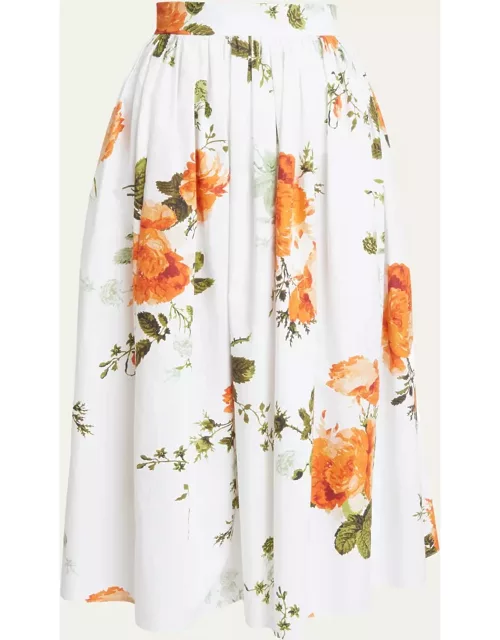 Voluminous Floral Midi Skirt