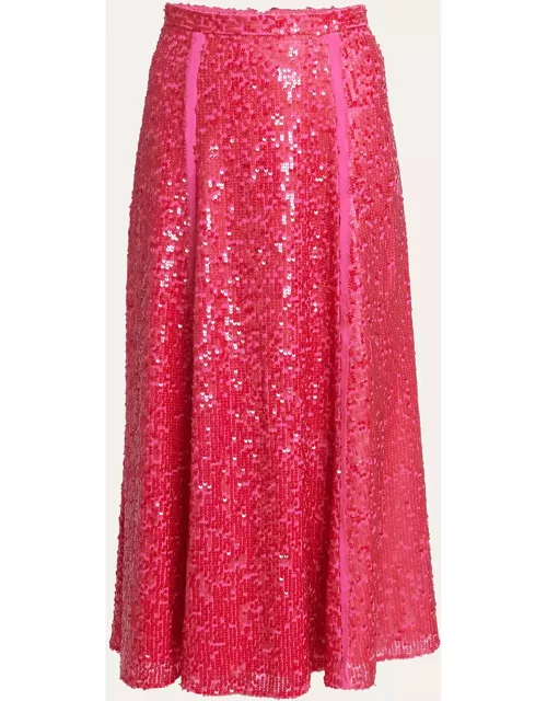 Sequined A-Line Midi Skirt