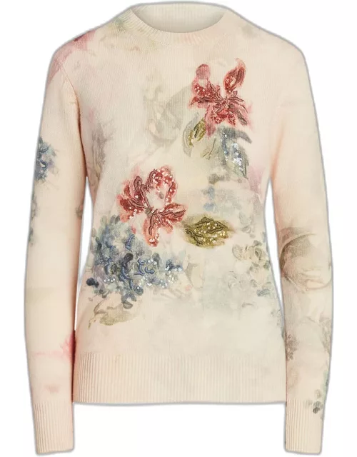 Artisanal Cashmere Sweater with Sequin Detai