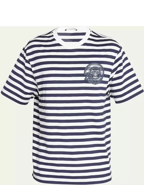 Men's Sailor Stripe T-Shirt with Crest