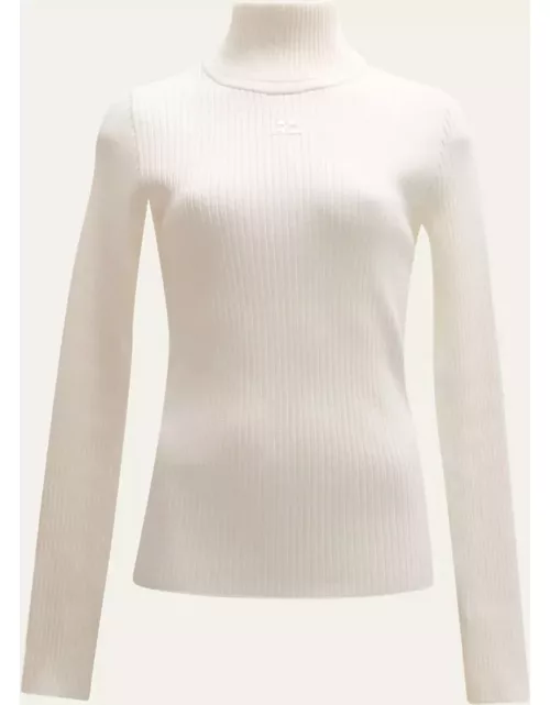 Turtleneck Long-Sleeve Rib Sweater
