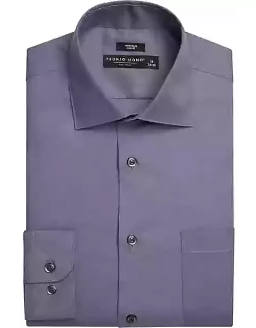 Pronto Uomo Big & Tall Men's Slim Fit Solid Sharkskin Dress Shirt Purple Solid