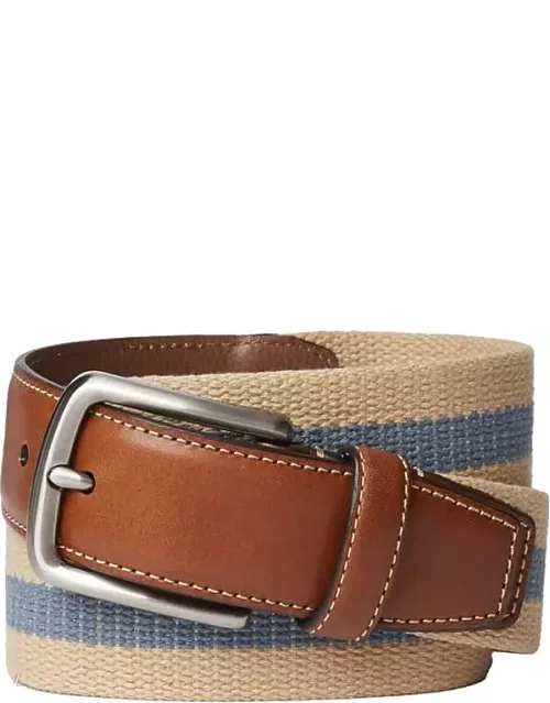 Joseph Abboud Men's Two-Tone Fabric and Leather Belt Tan/Navy