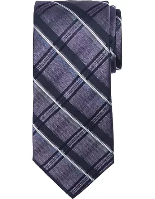Pronto Uomo Big & Tall Men's Narrow Plaid Tie Purple