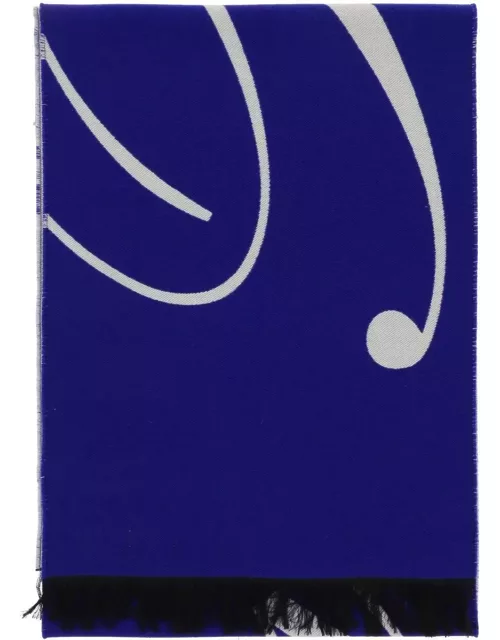 BURBERRY silk and wool logo scarf