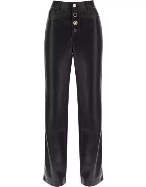 ROTATE embellished button faux leather pant