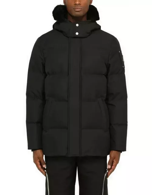 Black quilted nylon down jacket