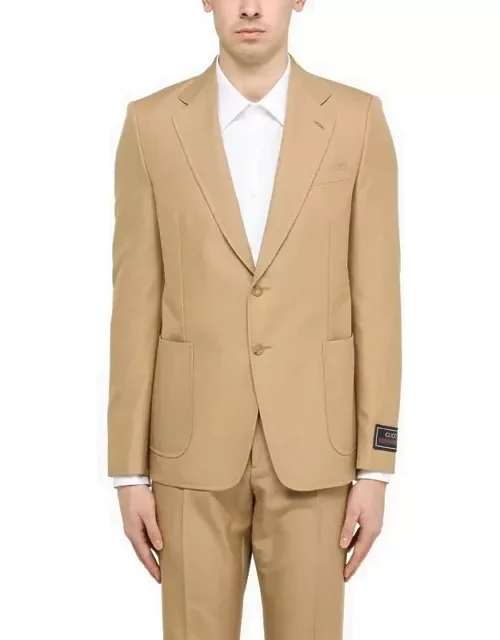 Single-breasted beige cotton jacket