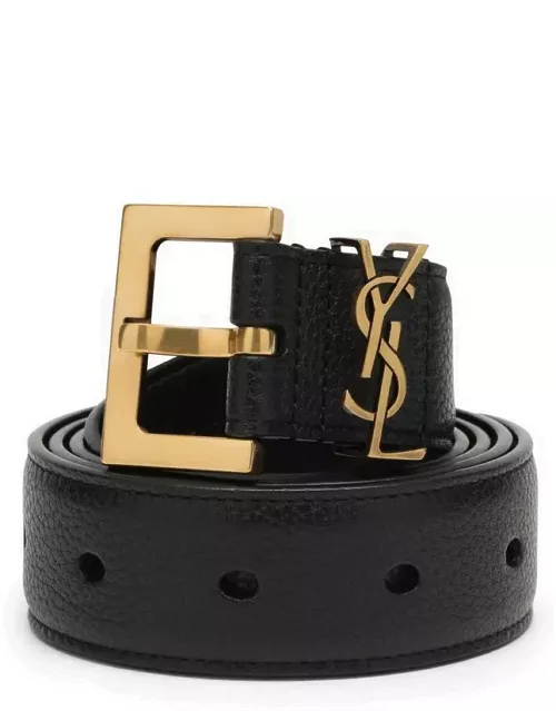Black Cassandre belt in grained leather
