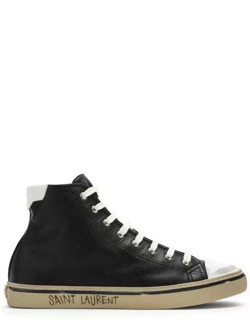 Black leather high trainer