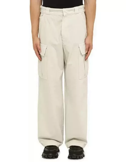 Ecru cotton cargo trouser