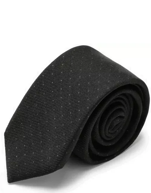 Black/grey polka dot silk tie