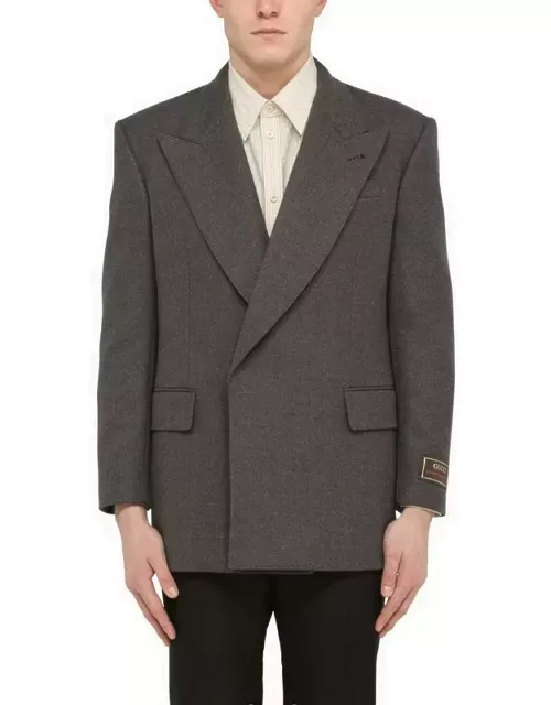 Grey wool double-breasted jacket