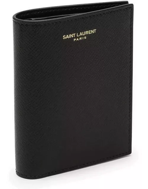 Black leather vertical wallet