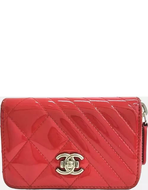 Chanel Red patent card wallet