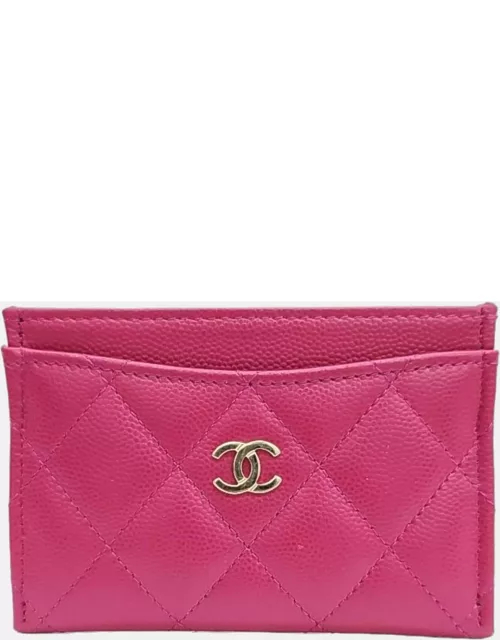 Chanel Pink caviar card wallet