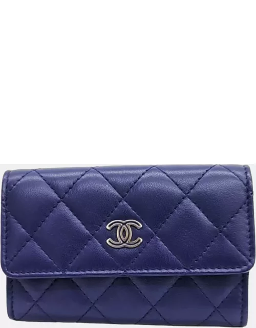 Chanel Blue Lambskin Card Wallet