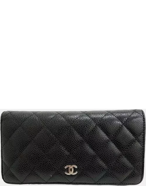 Chanel Black caviar long wallet