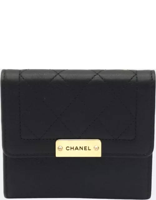 Chanel Black Leather half wallet A84161