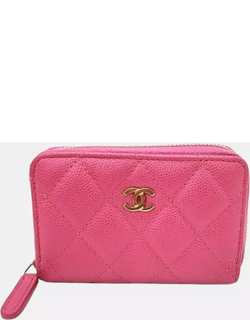 Chanel Pink Caviar card wallet