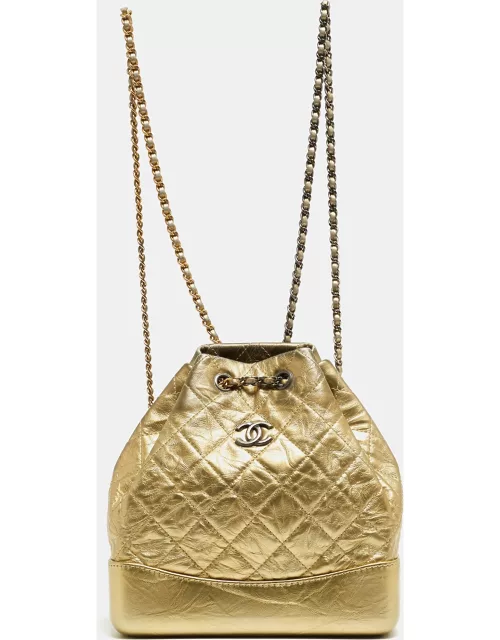 Chanel Gold Quilted Leather Small Gabrielle Backpack