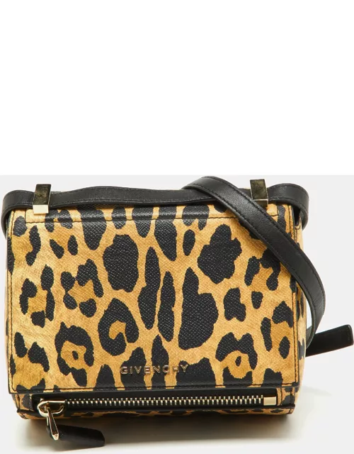 Givenchy Brown/Black Leopard Print Leather Mini Pandora Crossbody Bag